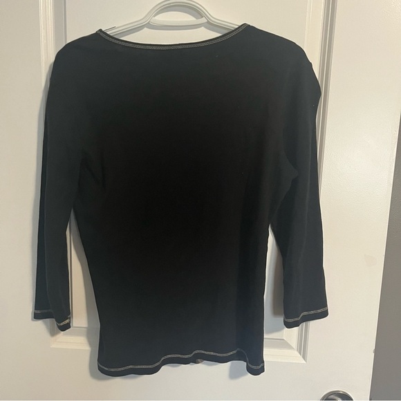 New directions Christmas Sleigh Over Las Vegas Embellished Black 3/4 sleeve. - Picture 3 of 6